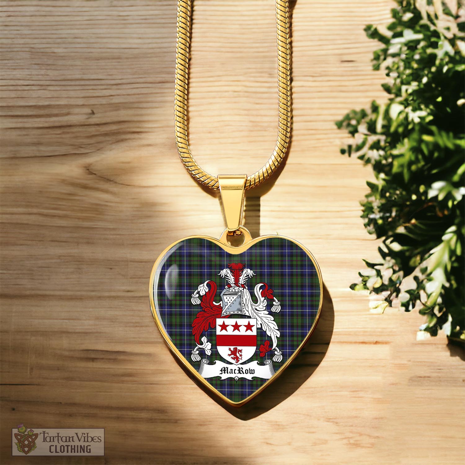 MacRow Hunting Tartan Heart Necklace with Family Crest Luxury Necklace (Gold) No - Tartan Vibes Clothing