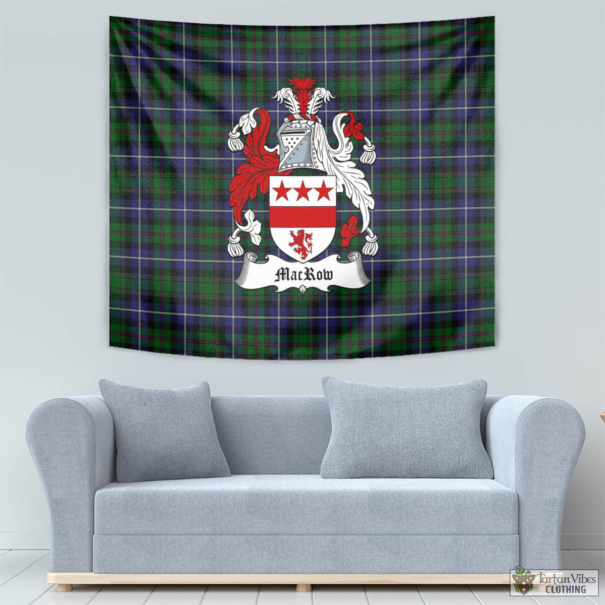 MacRow Hunting Tartan Tapestry Wall Hanging and Home Decor for Room with Family Crest - Tartan Vibes Clothing