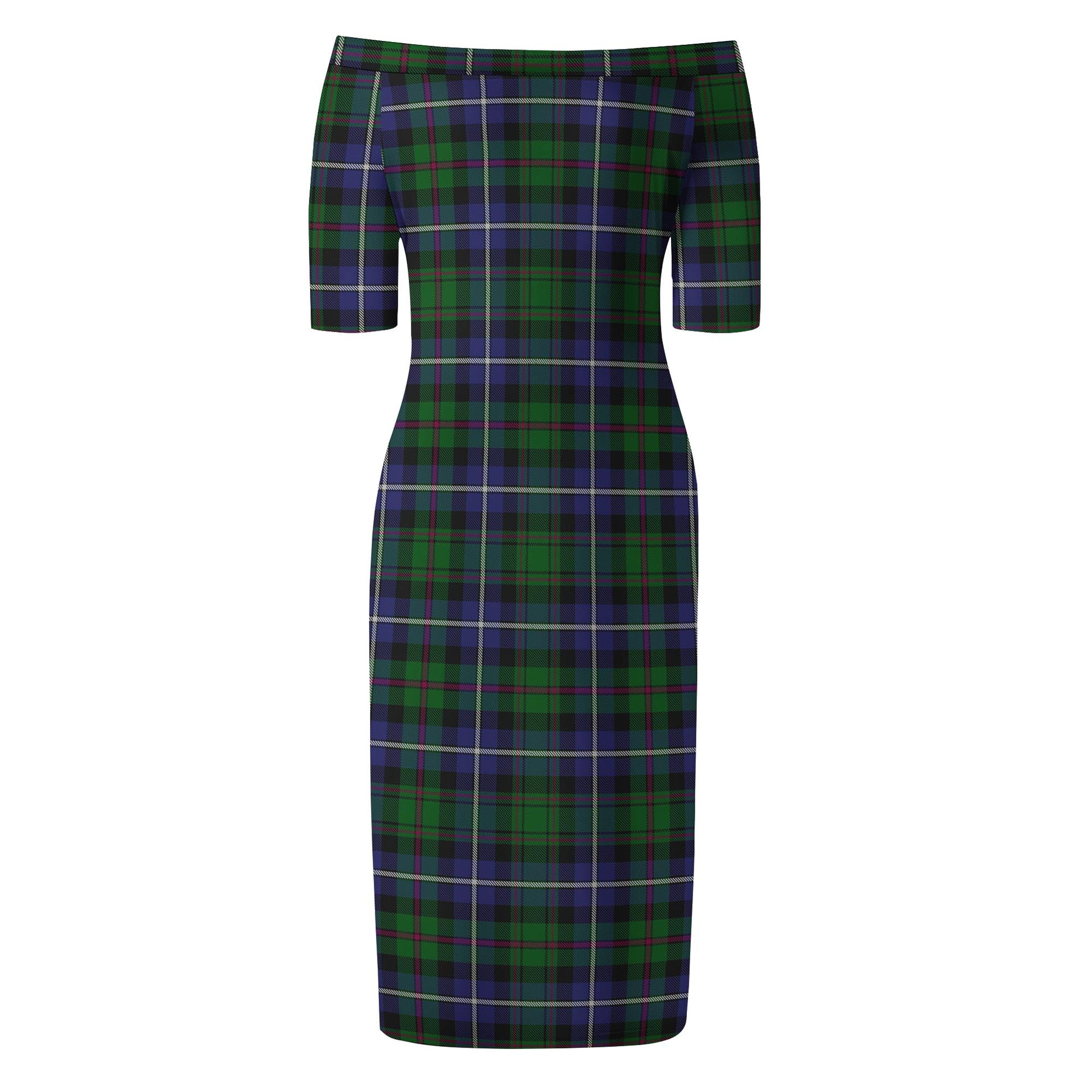 MacRow Hunting Tartan Off Shoulder Lady Dress - Tartan Vibes Clothing