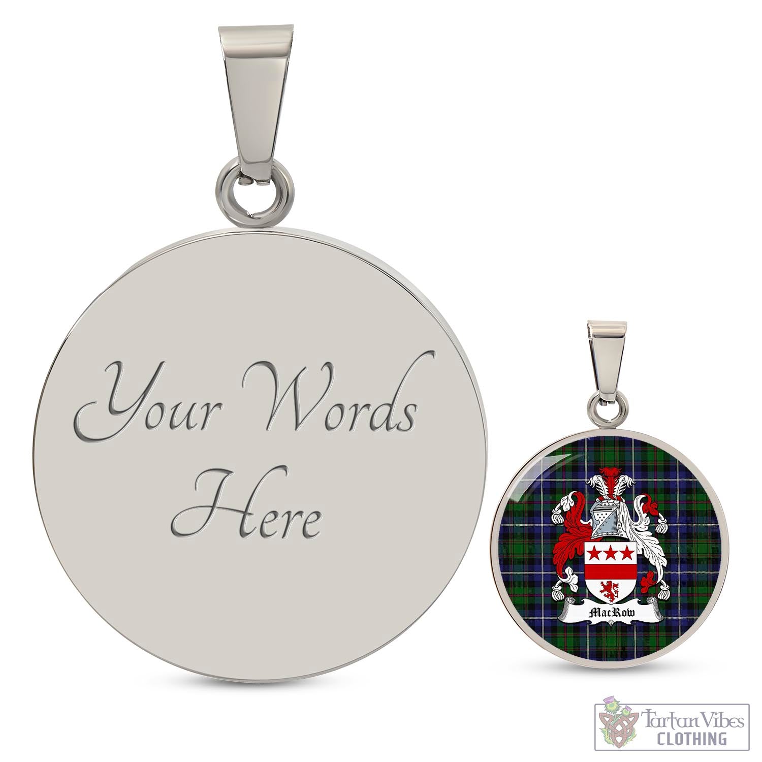 MacRow Hunting Tartan Circle Necklace with Family Crest Luxury Necklace (Silver) Yes - Tartan Vibes Clothing