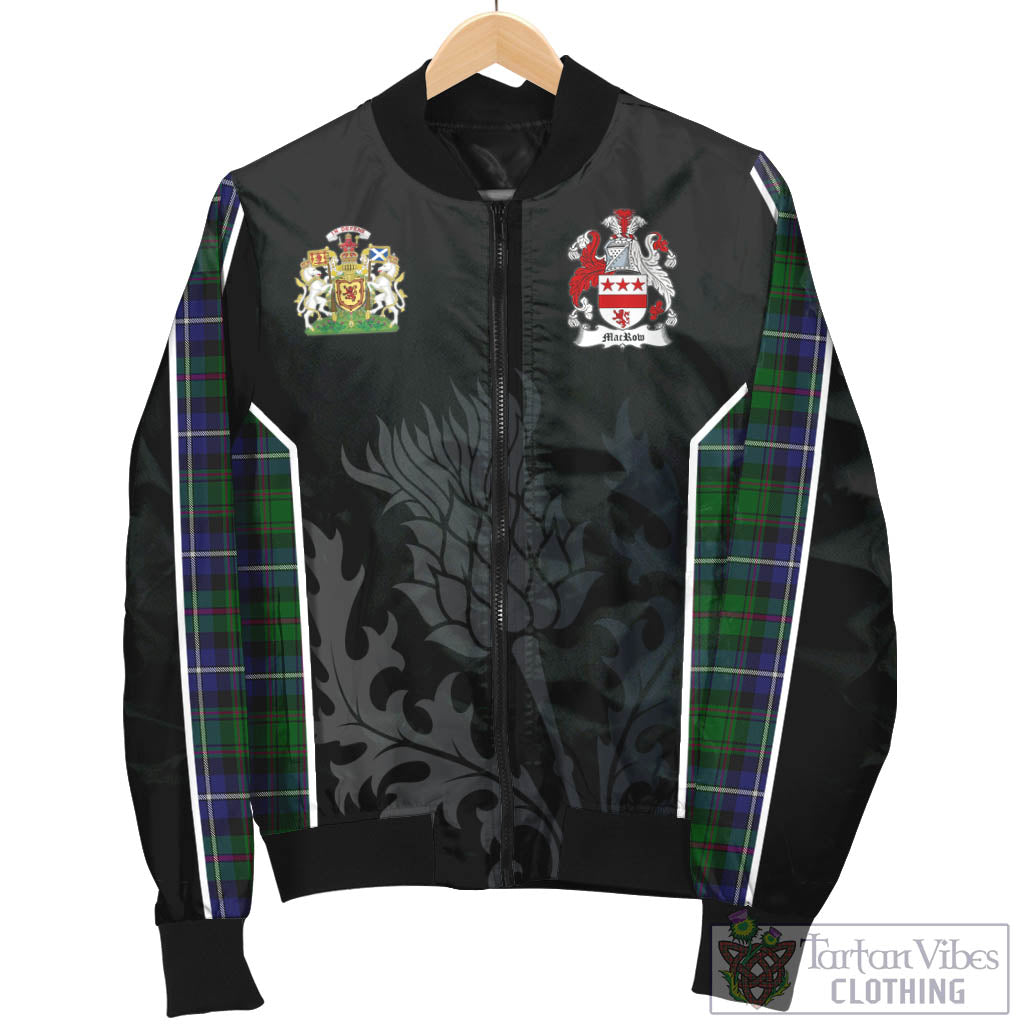 MacRow Hunting Tartan Bomber Jacket with Family Crest and Scottish Thistle Vibes Sport Style - Tartan Vibes Clothing