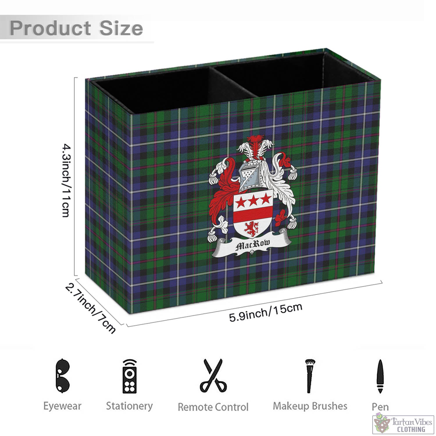 MacRow Hunting Tartan Pen Holder with Family Crest - Tartan Vibes Clothing