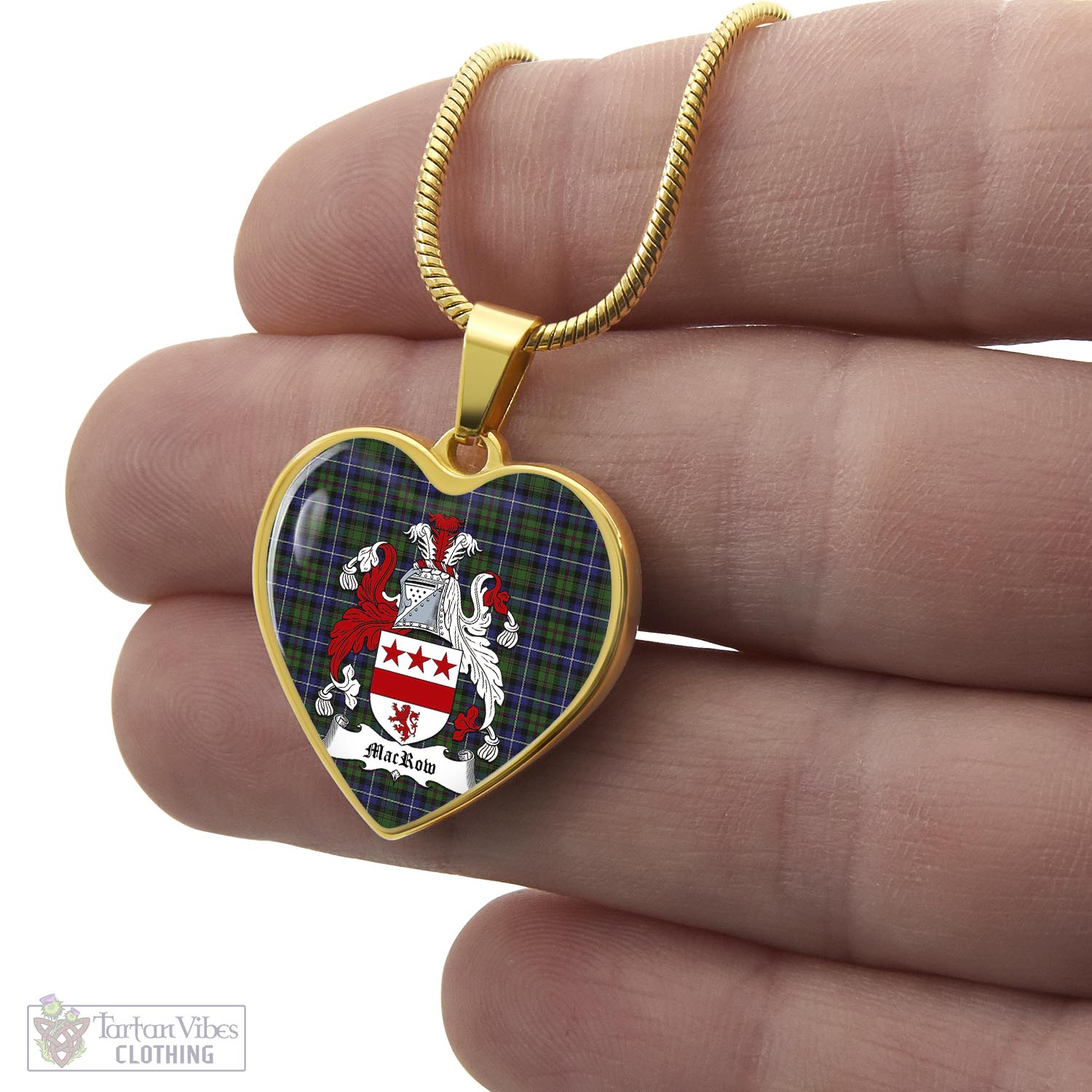 MacRow Hunting Tartan Heart Necklace with Family Crest - Tartan Vibes Clothing