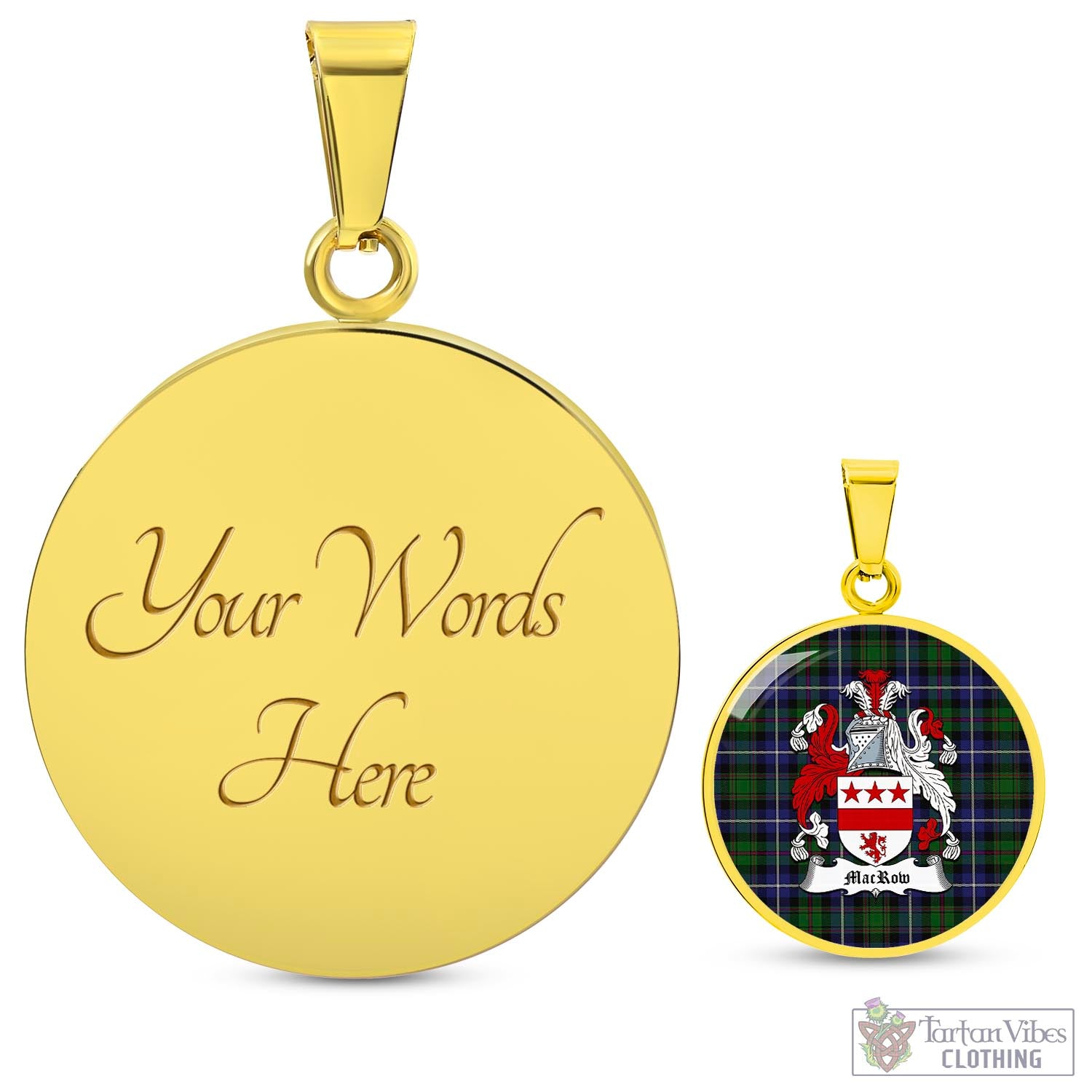 MacRow Hunting Tartan Circle Necklace with Family Crest Luxury Necklace (Gold) Yes - Tartan Vibes Clothing