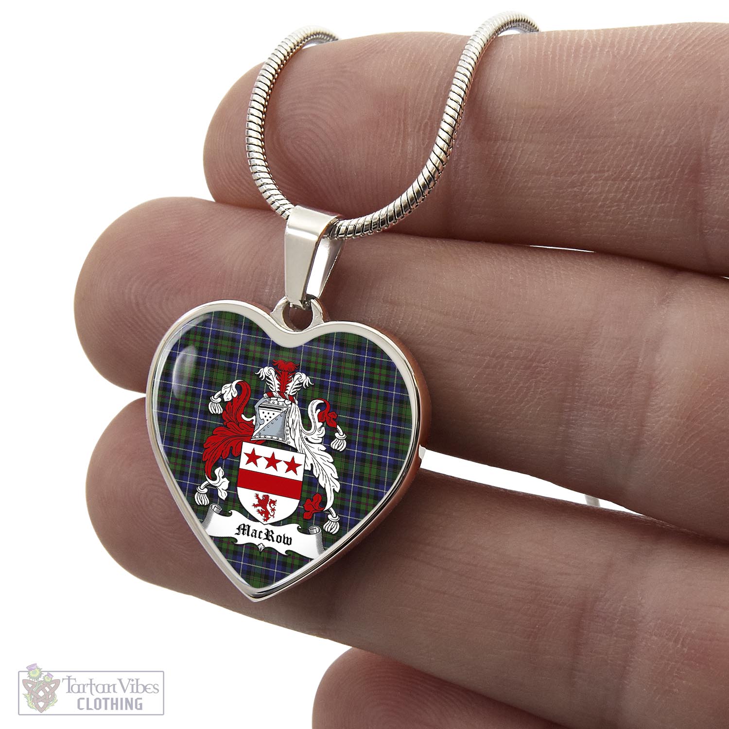 MacRow Hunting Tartan Heart Necklace with Family Crest - Tartan Vibes Clothing