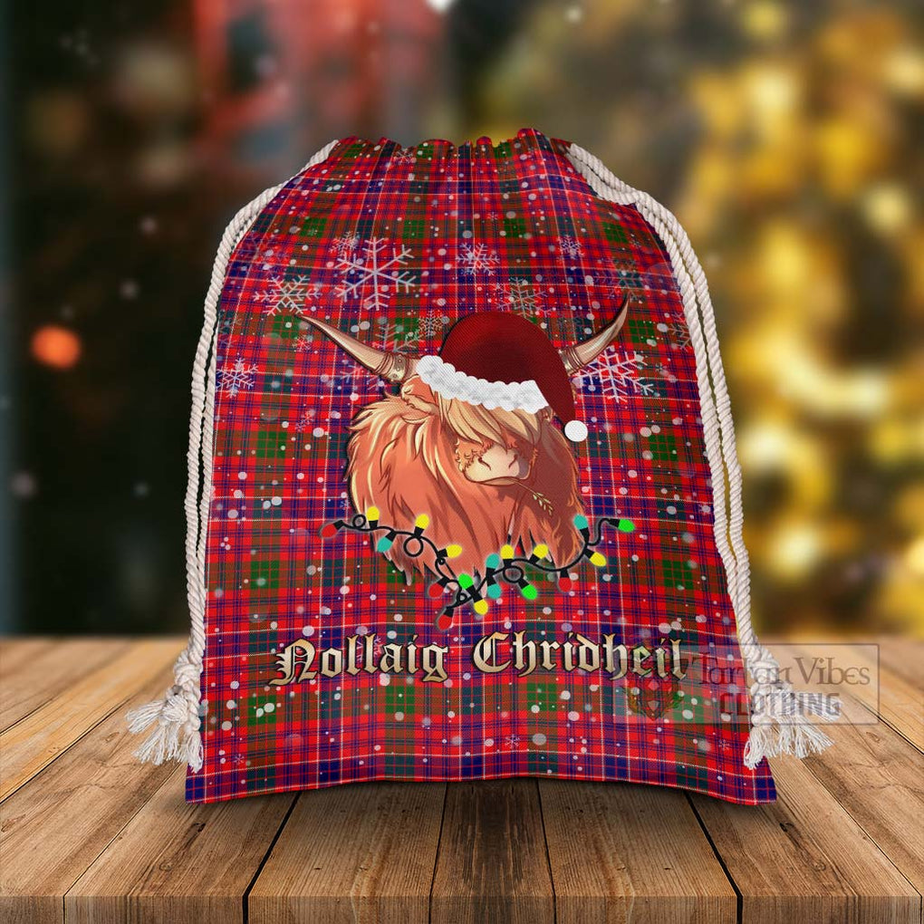 Tartan Vibes Clothing MacRow (McRow) Tartan Christmas Santa's Bag with Highland Cow