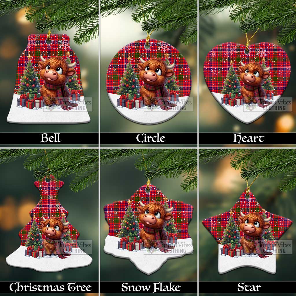 MacRow (McRow) Tartan Christmas Ceramic Ornament with Adorable Highland Coo Ceramic - Tartan Vibes Clothing