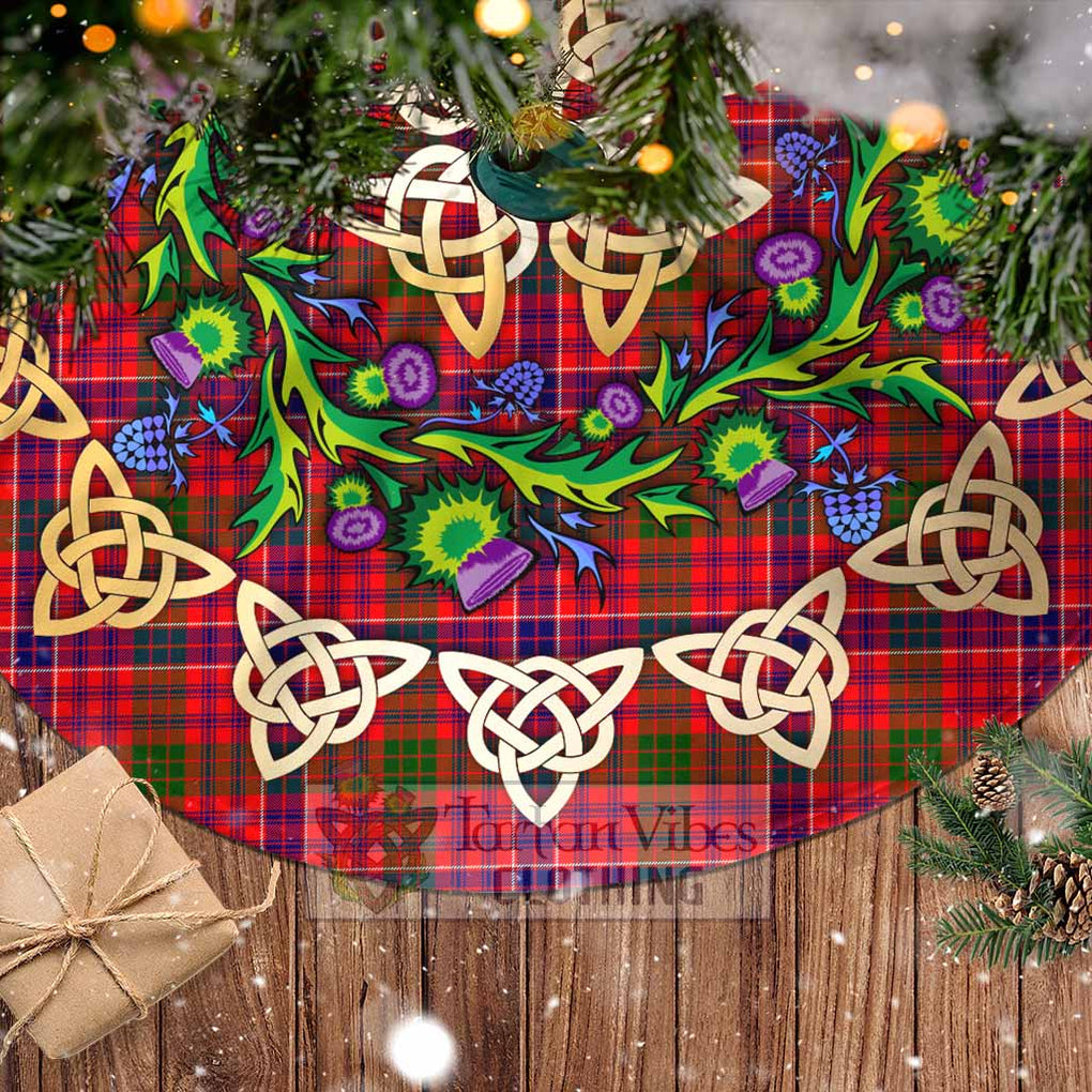 Tartan Vibes Clothing MacRow (McRow) Tartan Christmas Tree Skirt with Thistle Celtic Knot Style