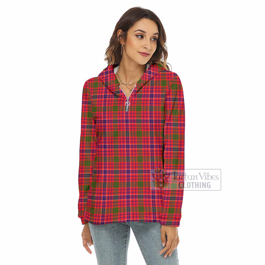 Tartan Vibes Clothing MacRow (McRow) Tartan Women's Borg  Half Zip Fleece Hoodie