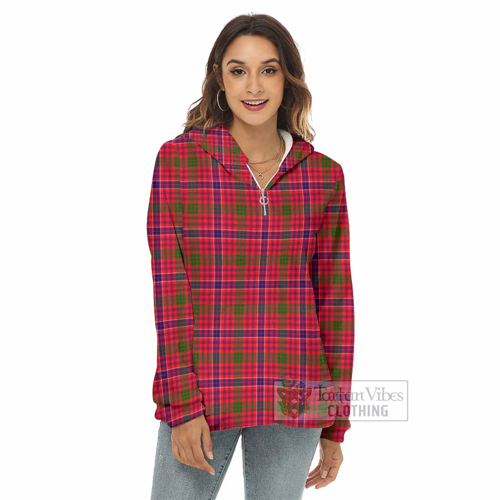 Tartan Vibes Clothing MacRow (McRow) Tartan Women's Borg  Half Zip Fleece Hoodie