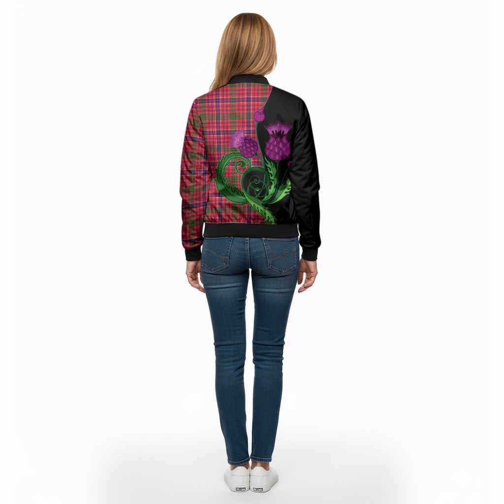 MacRow (McRow) Tartan Bomber Jacket Traditional Scottish Thistle - Tartan Vibes Clothing