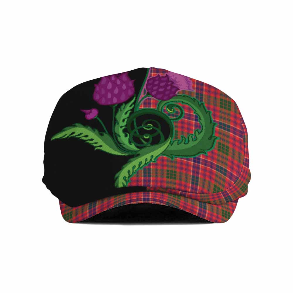 MacRow (McRow) Tartan Flat Cap, Jeff Cap Traditional Scottish Thistle