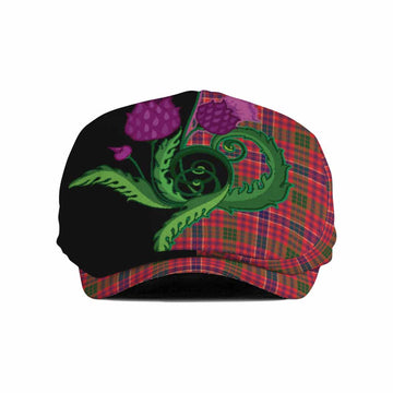 MacRow (McRow) Tartan Flat Cap, Jeff Cap Traditional Scottish Thistle