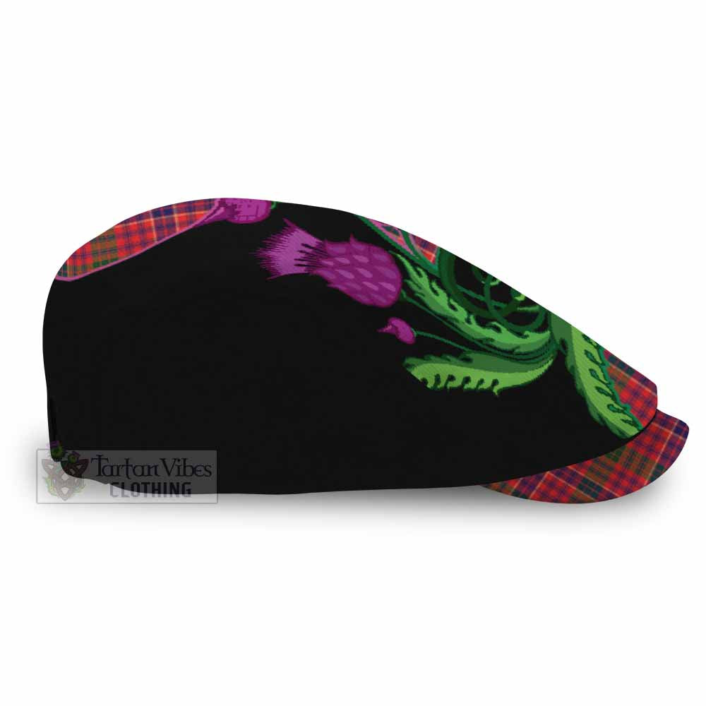 MacRow (McRow) Tartan Flat Cap, Jeff Cap Traditional Scottish Thistle