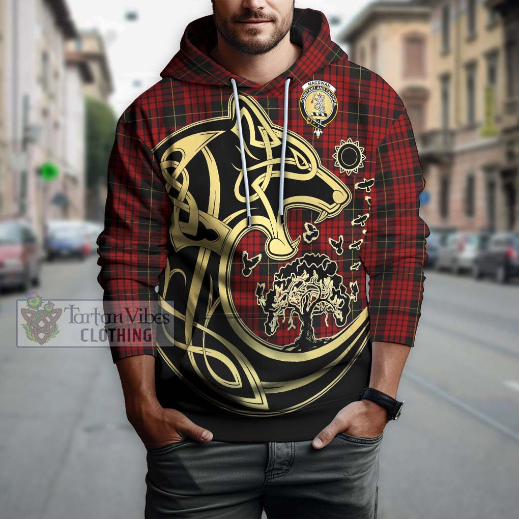 MacSwan Tartan Hoodie with Family Crest Celtic Wolf Style Zip Hoodie - Tartan Vibes Clothing