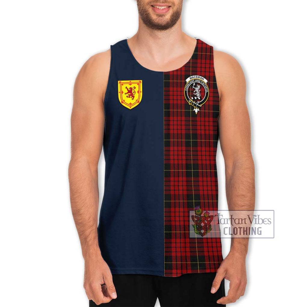 MacSwan Tartan Men's Tank Top Alba with Scottish Lion Royal Arm Half Style Men - Tartan Vibes Clothing