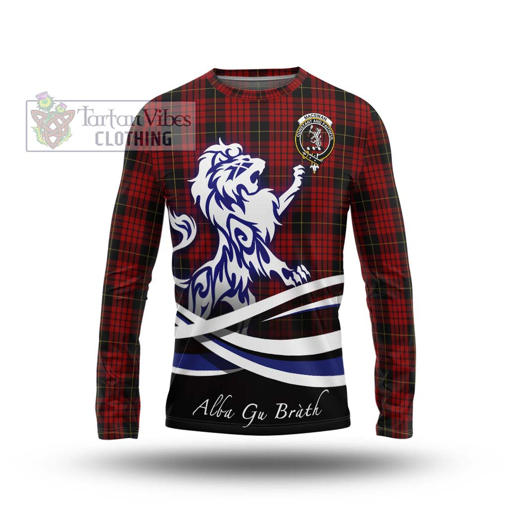 MacSwan Tartan Long Sleeve T-Shirt with Alba Gu Brath Regal Lion Emblem Unisex - Tartan Vibes Clothing