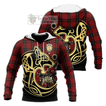 MacSwan Tartan Knitted Hoodie with Family Crest Celtic Wolf Style Unisex Knitted Pullover Hoodie - Tartan Vibes Clothing