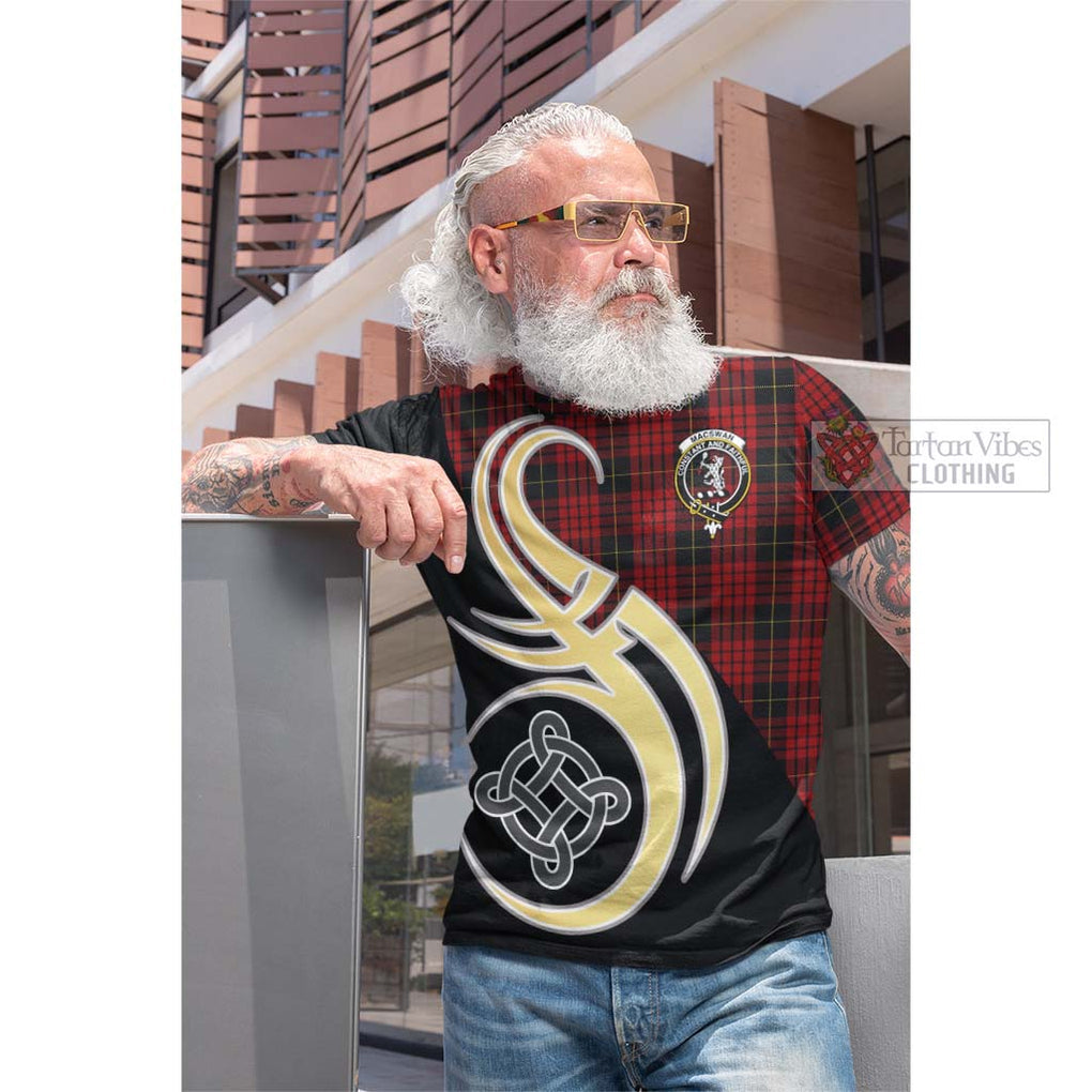 MacSwan Tartan Cotton T-shirt with Family Crest and Celtic Symbol Style Men's Shirt - Tartan Vibes Clothing
