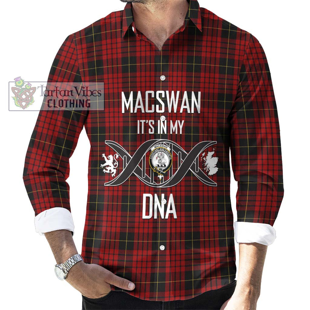 MacSwan Tartan Long Sleeve Button Shirt with Family Crest DNA In Me Style Men's Shirt S - Tartanvibesclothing Shop