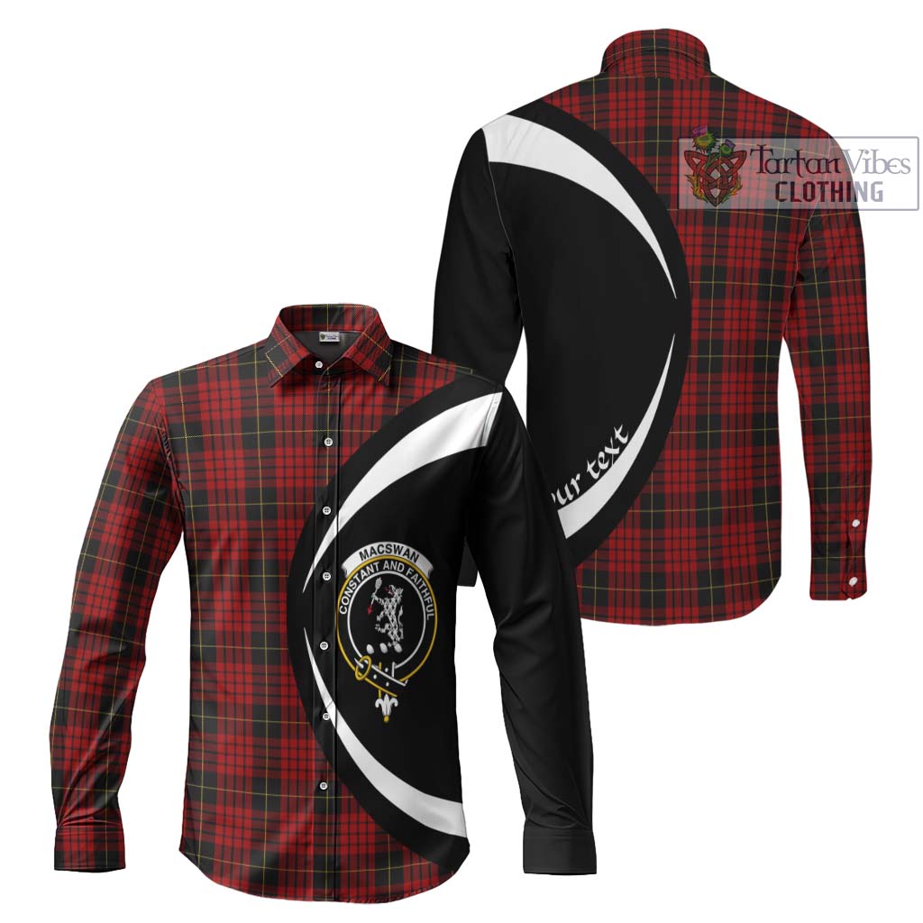 MacSwan Tartan Long Sleeve Button Up with Family Crest Circle Style Men's Shirt S - Tartan Vibes Clothing