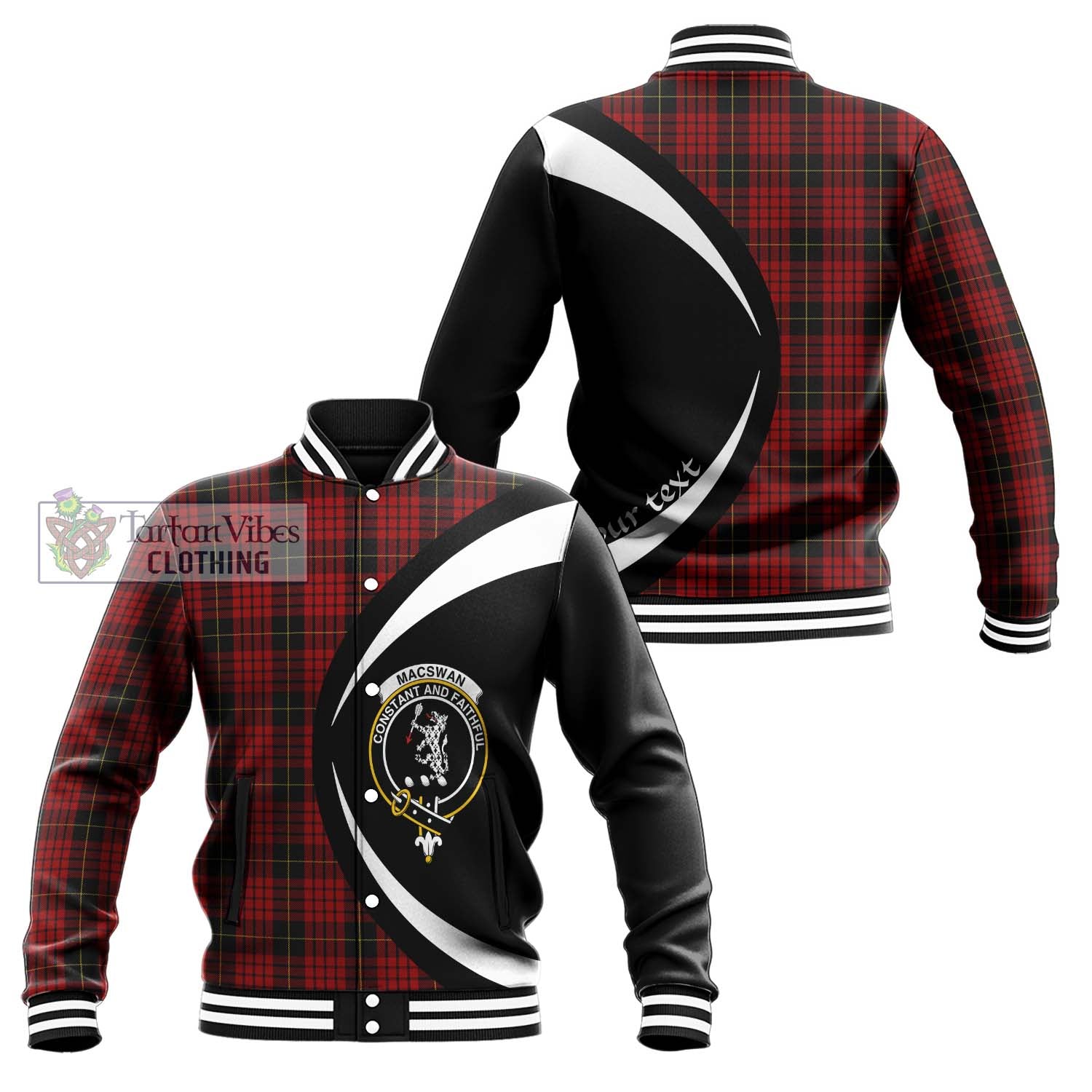 MacSwan Tartan Baseball Jacket with Family Crest Circle Style Unisex - Tartan Vibes Clothing