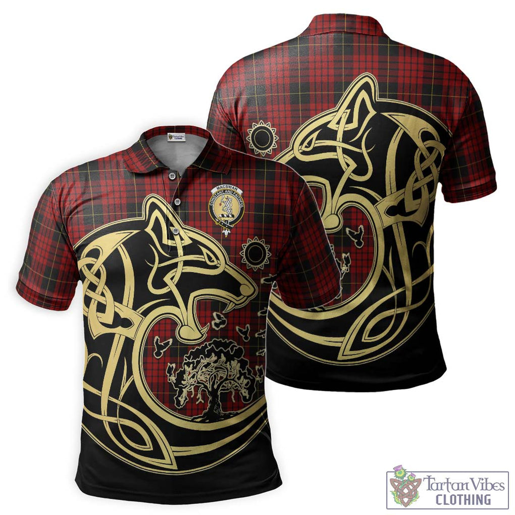 MacSwan Tartan Polo Shirt with Family Crest Celtic Wolf Style Kid - Tartan Vibes Clothing