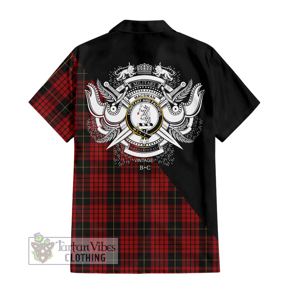 MacSwan Tartan Hawaiian Shirt with Family Crest and Military Logo Style - Tartan Vibes Clothing