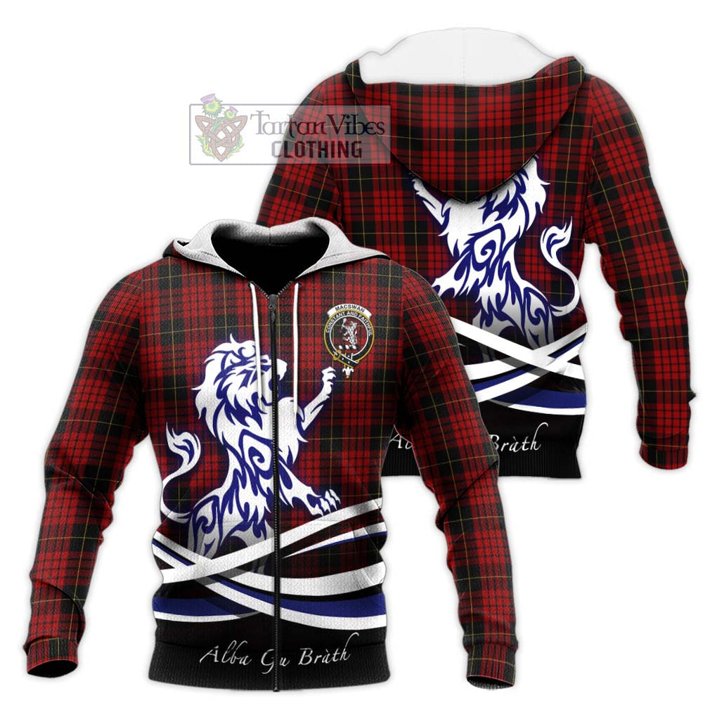 MacSwan Tartan Knitted Hoodie with Alba Gu Brath Regal Lion Emblem Unisex Knitted Zip Hoodie - Tartan Vibes Clothing