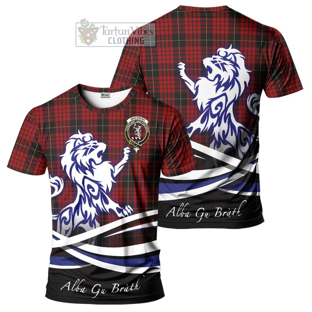 MacSwan Tartan Cotton T-shirt with Alba Gu Brath Regal Lion Emblem Women's Shirt - Tartan Vibes Clothing