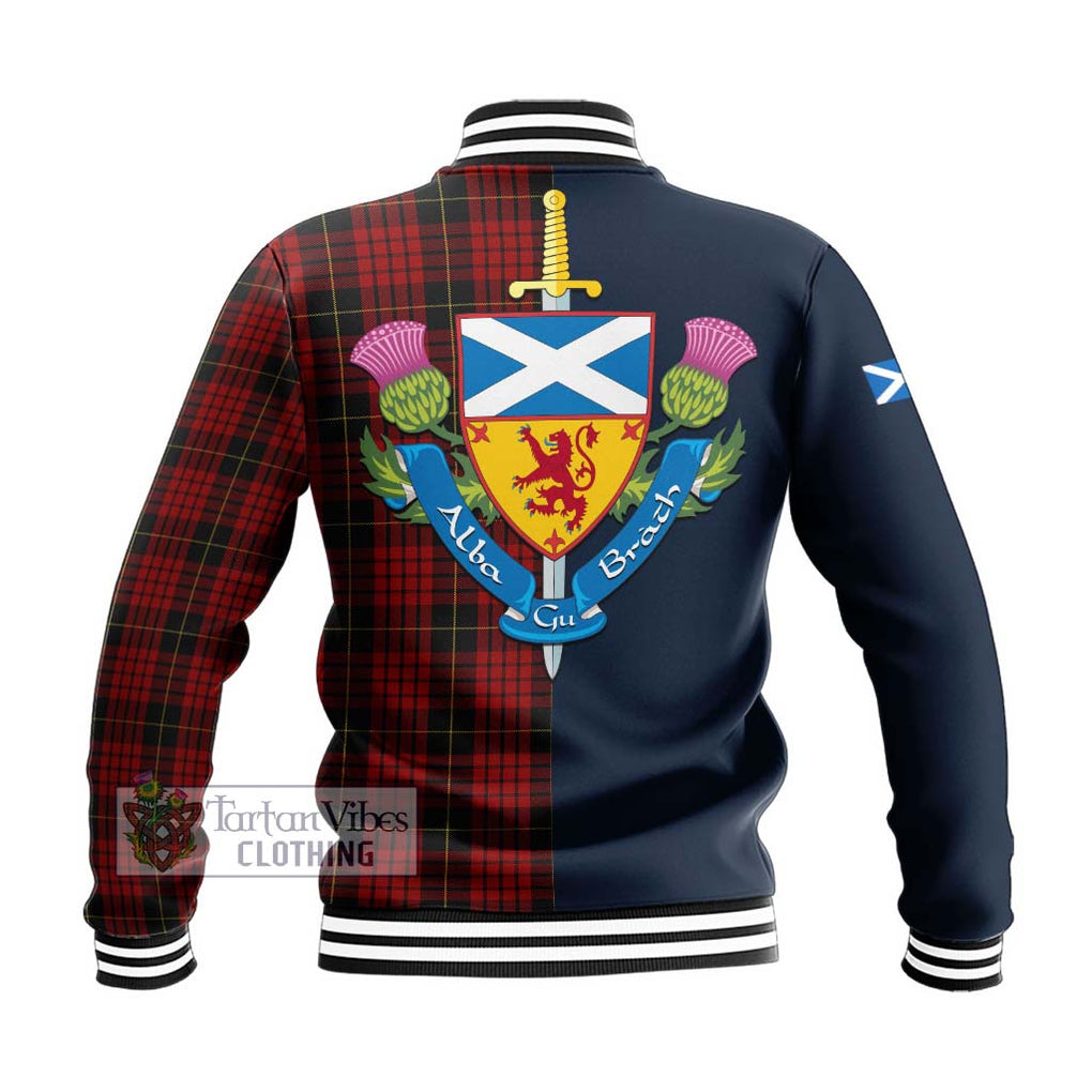 MacSwan Tartan Baseball Jacket Alba with Scottish Lion Royal Arm Half Style - Tartan Vibes Clothing