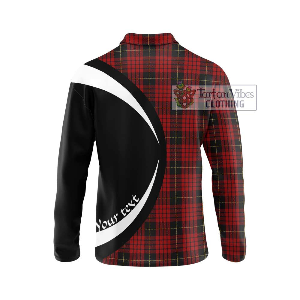 MacSwan Tartan Long Sleeve Polo Shirt with Family Crest Circle Style - Tartan Vibes Clothing