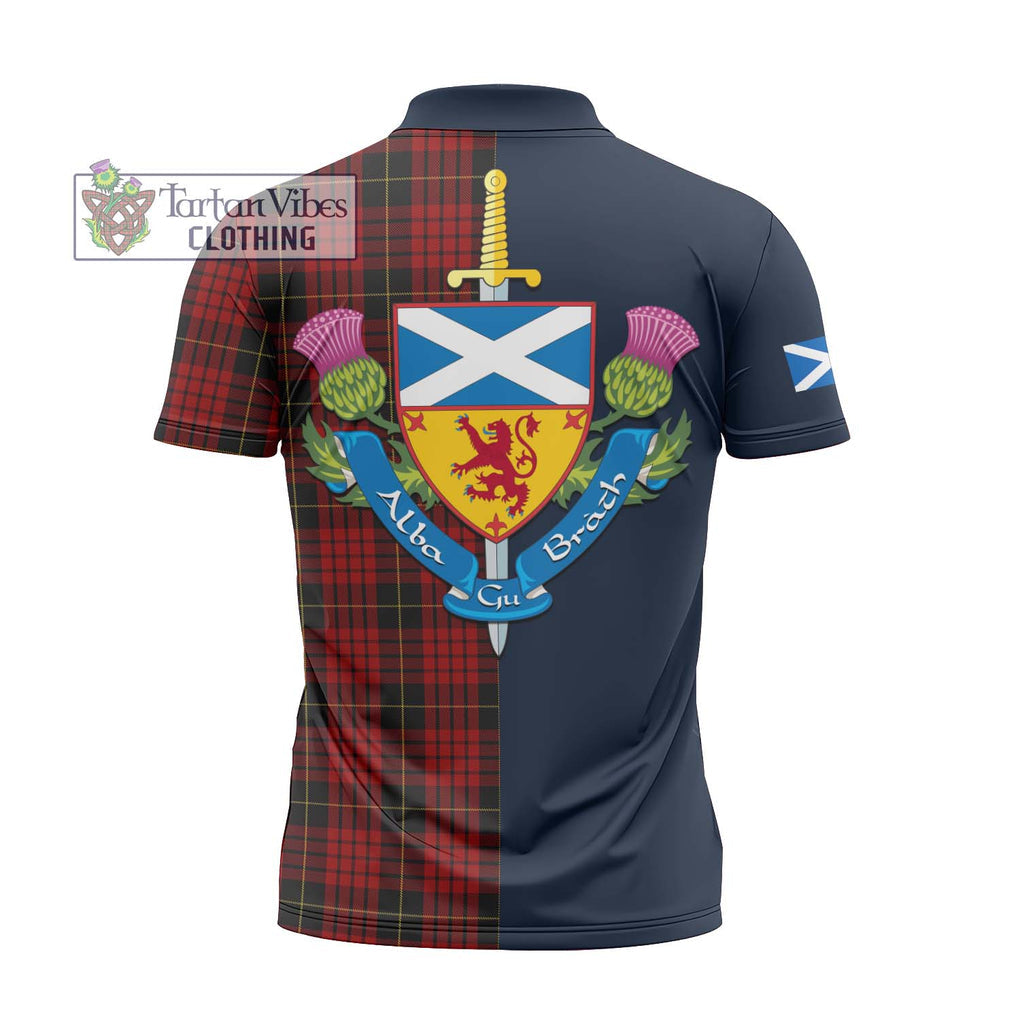 MacSwan Tartan Zipper Polo Shirt Alba with Scottish Lion Royal Arm Half Style - Tartan Vibes Clothing