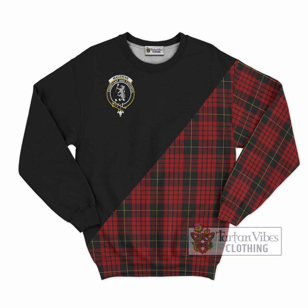 MacSwan Tartan Sweatshirt with Family Crest and Military Logo Style - Tartan Vibes Clothing