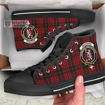 MacSwan Tartan High Top Shoes with Family Crest - Tartan Vibes Clothing