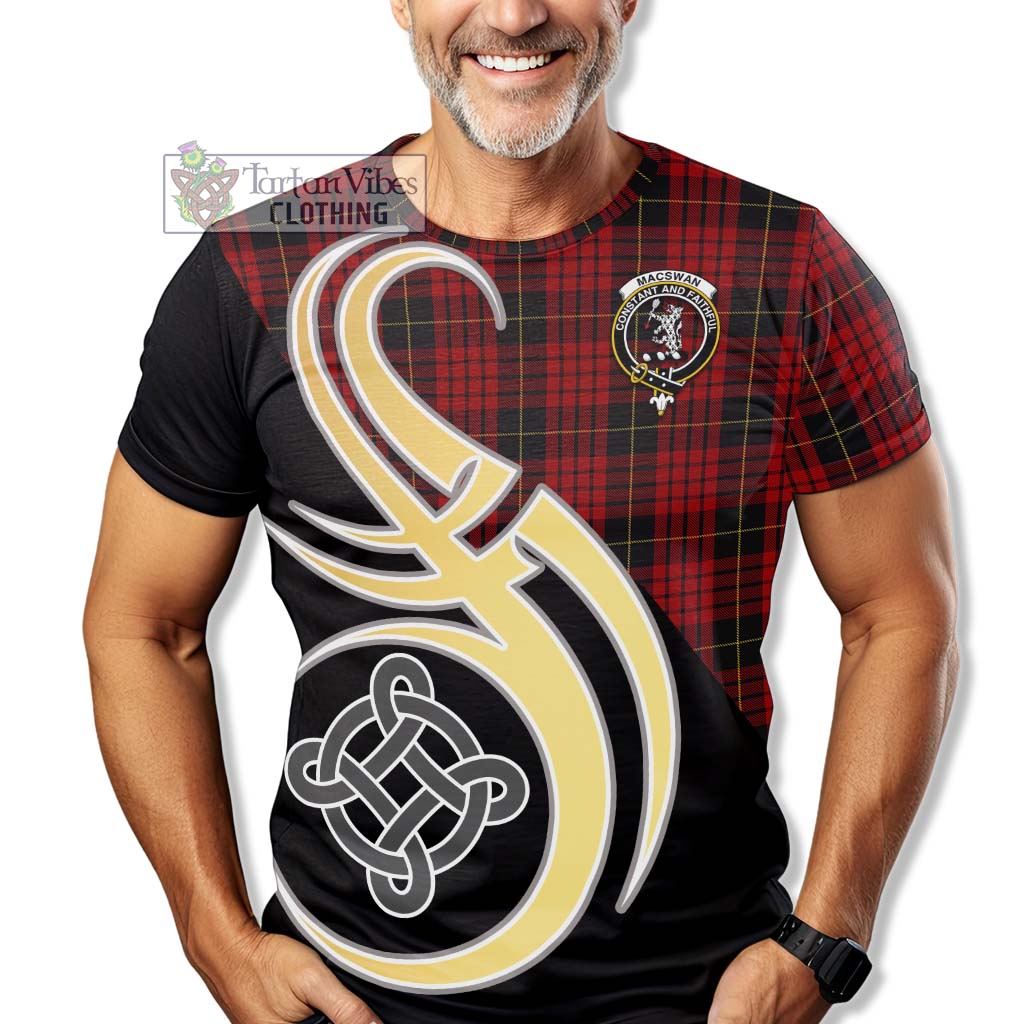 MacSwan Tartan T-Shirt with Family Crest and Celtic Symbol Style - Tartan Vibes Clothing