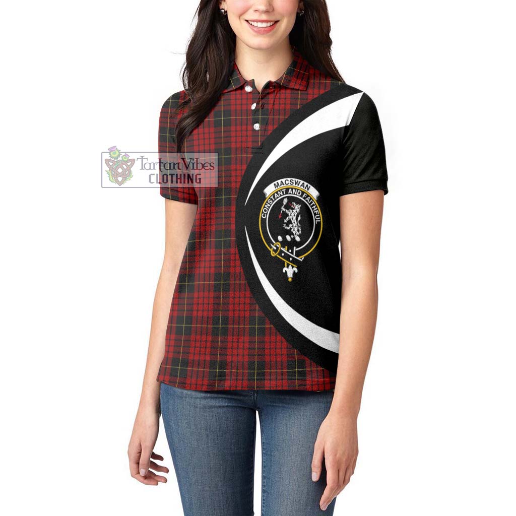 MacSwan Tartan Women's Polo Shirt with Family Crest Circle Style - Tartan Vibes Clothing