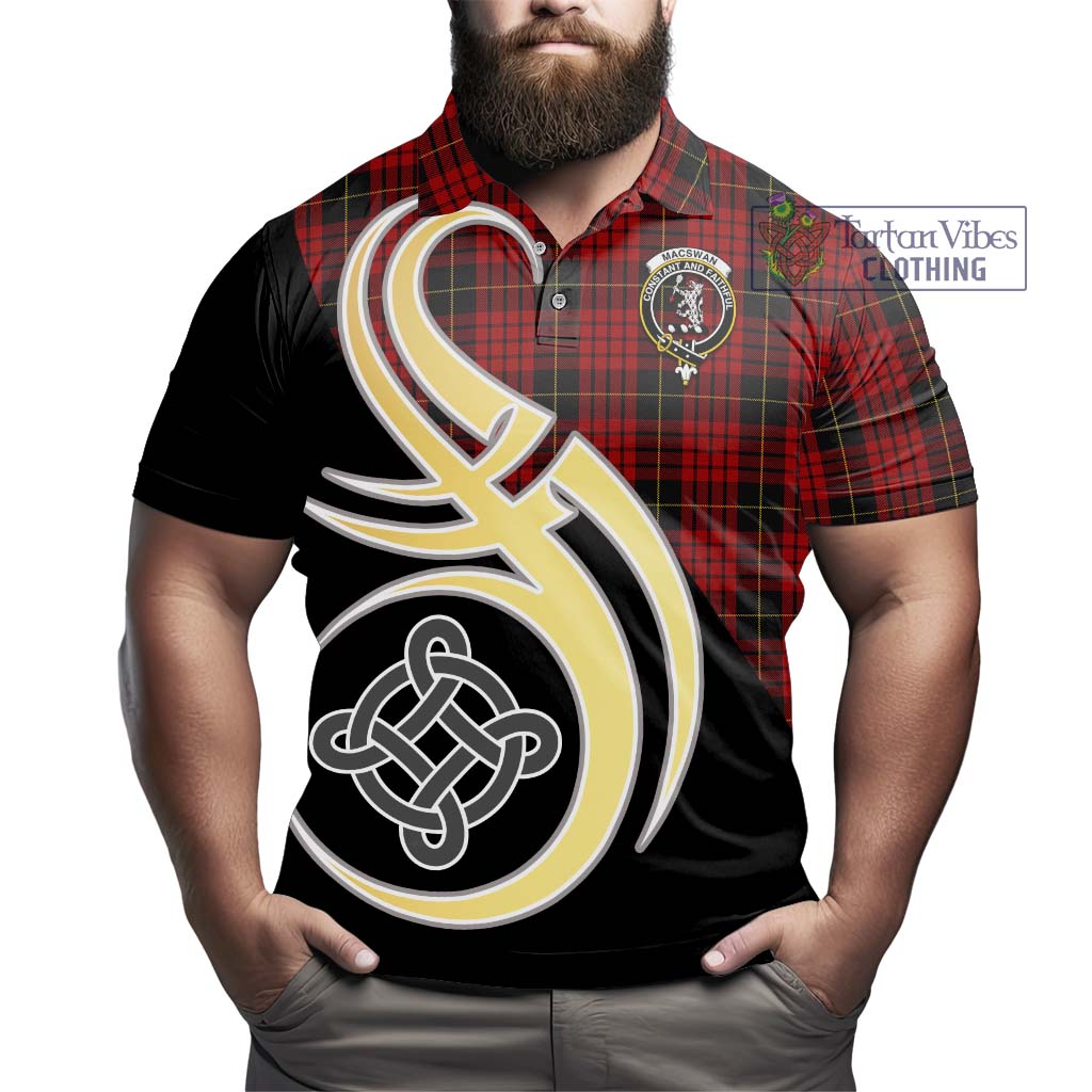 MacSwan Tartan Polo Shirt with Family Crest and Celtic Symbol Style - Tartan Vibes Clothing