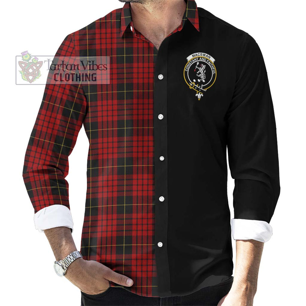 MacSwan Tartan Long Sleeve Button Shirt with Family Crest and Half Of Me Style - Tartanvibesclothing Shop
