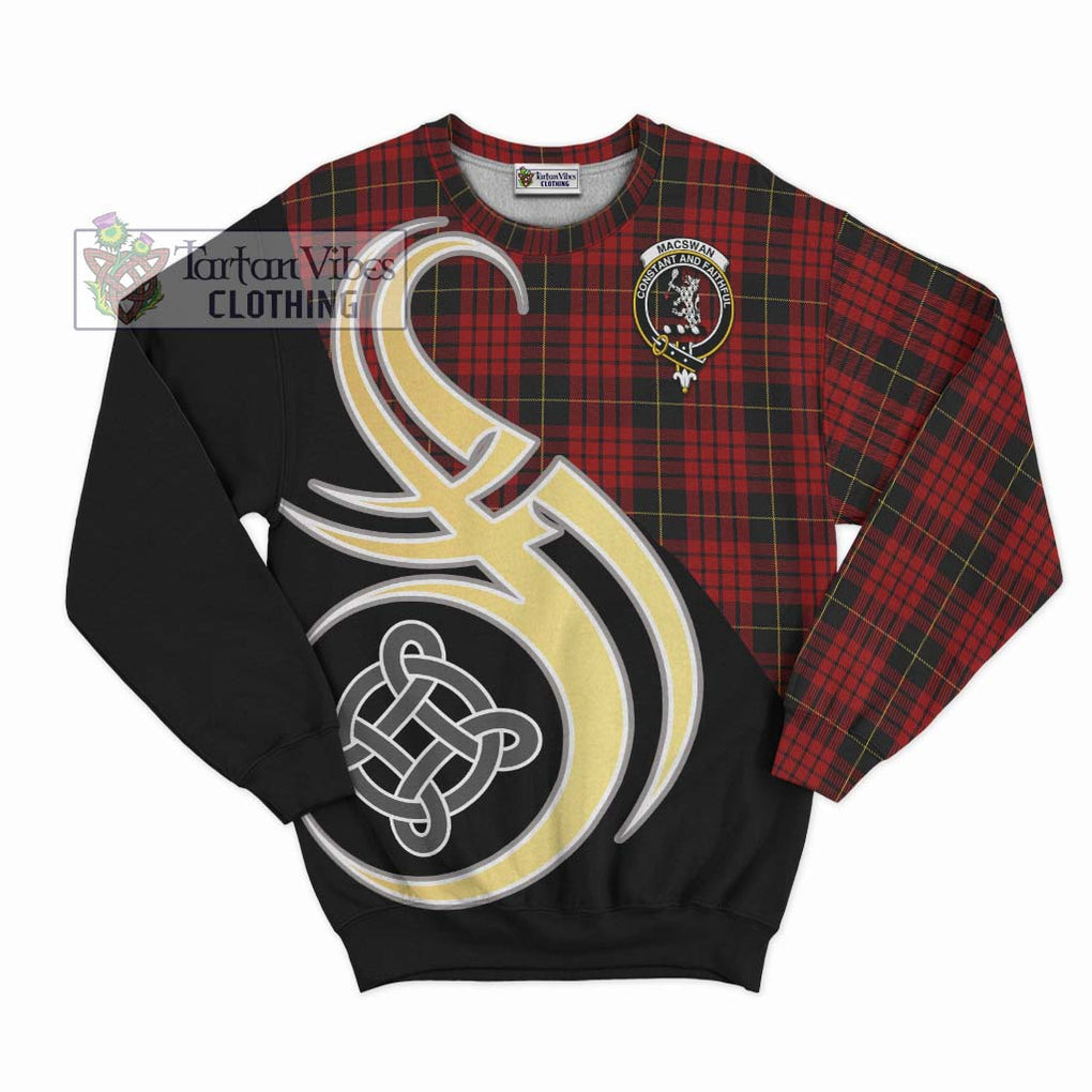MacSwan Tartan Sweatshirt with Family Crest and Celtic Symbol Style - Tartan Vibes Clothing
