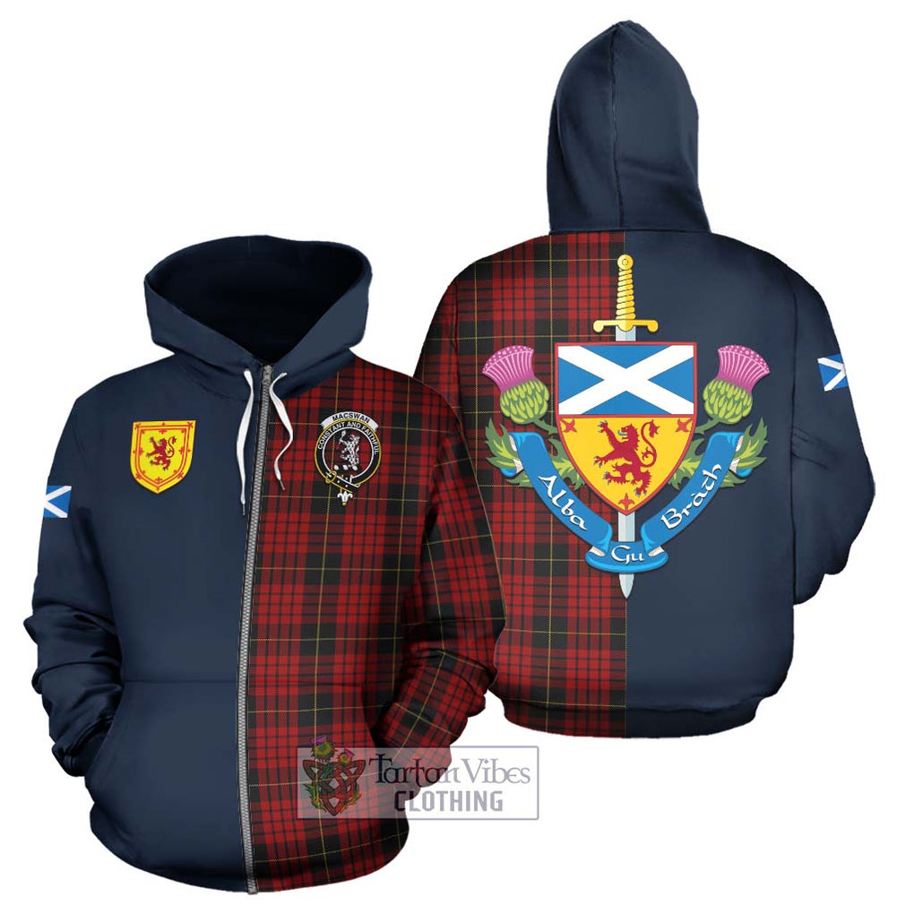 MacSwan Tartan Hoodie Alba with Scottish Lion Royal Arm Half Style - Tartan Vibes Clothing