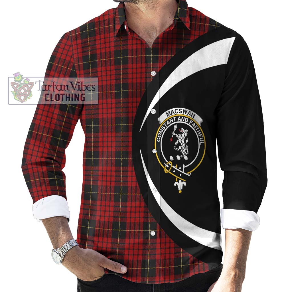 MacSwan Tartan Long Sleeve Button Up with Family Crest Circle Style - Tartan Vibes Clothing