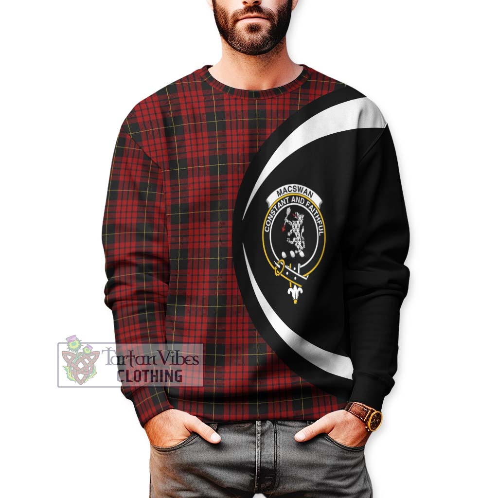 MacSwan Tartan Sweatshirt with Family Crest Circle Style - Tartan Vibes Clothing