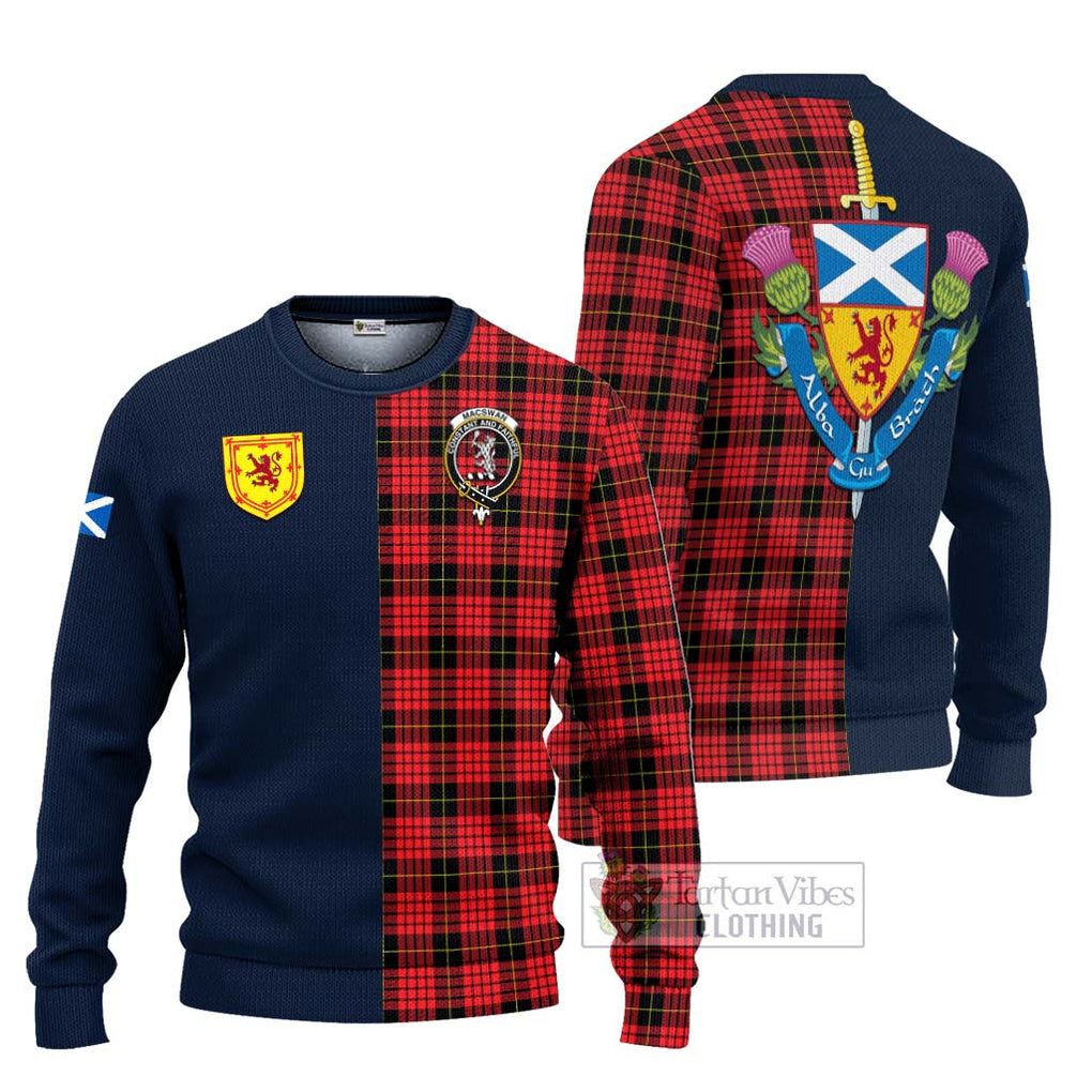 MacSwan Modern Tartan Ugly Sweater Alba with Scottish Lion Royal Arm Half Style Unisex - Tartan Vibes Clothing