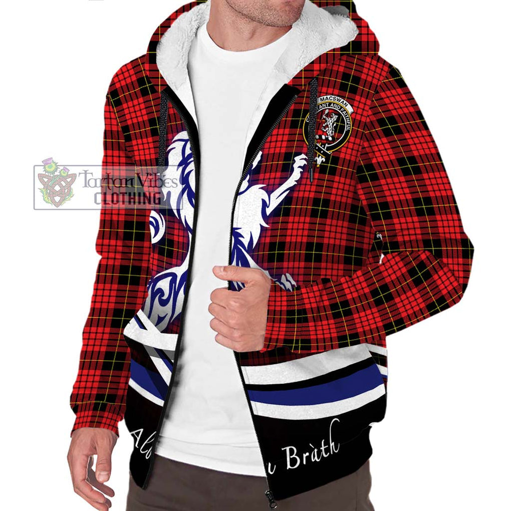 MacSwan Modern Tartan Sherpa Hoodie with Alba Gu Brath Regal Lion Emblem Unisex S - Tartan Vibes Clothing