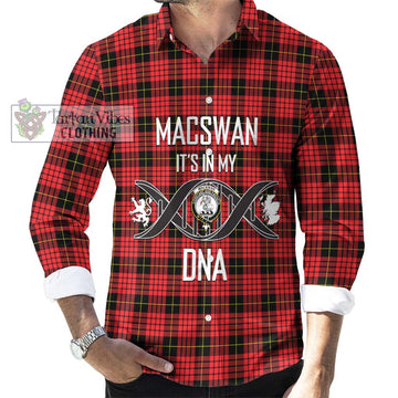 MacSwan Modern Tartan Long Sleeve Button Shirt with Family Crest DNA In Me Style Men's Shirt S - Tartanvibesclothing Shop