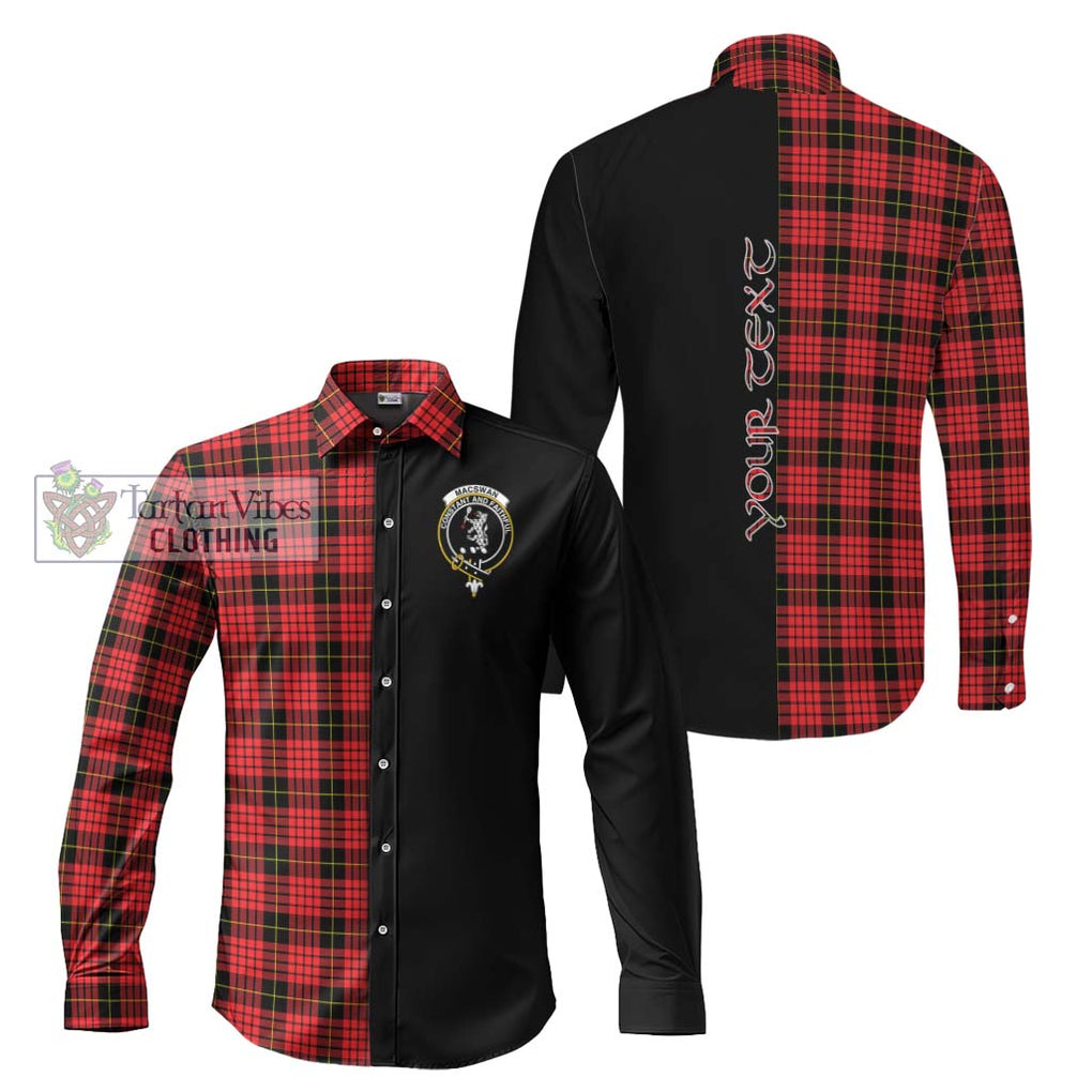 MacSwan Modern Tartan Long Sleeve Button Shirt with Family Crest and Half Of Me Style Men's Shirt S - Tartanvibesclothing Shop