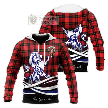 MacSwan Modern Tartan Knitted Hoodie with Alba Gu Brath Regal Lion Emblem Unisex Knitted Pullover Hoodie - Tartan Vibes Clothing