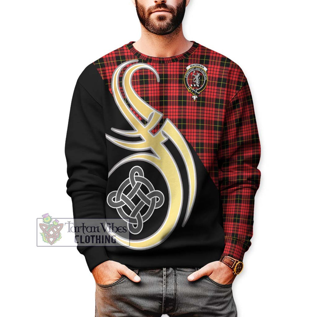 MacSwan Modern Tartan Sweatshirt with Family Crest and Celtic Symbol Style Unisex - Tartan Vibes Clothing