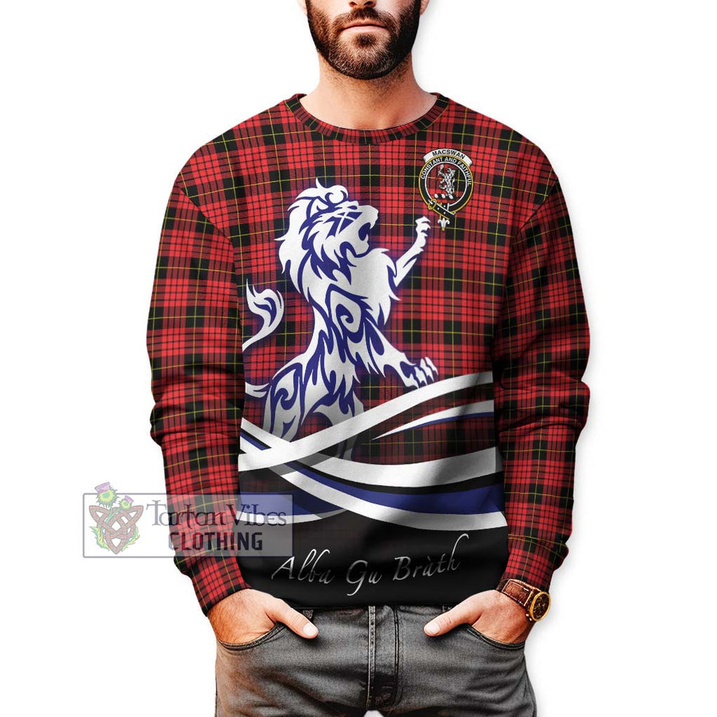 MacSwan Modern Tartan Sweatshirt with Alba Gu Brath Regal Lion Emblem Unisex - Tartan Vibes Clothing